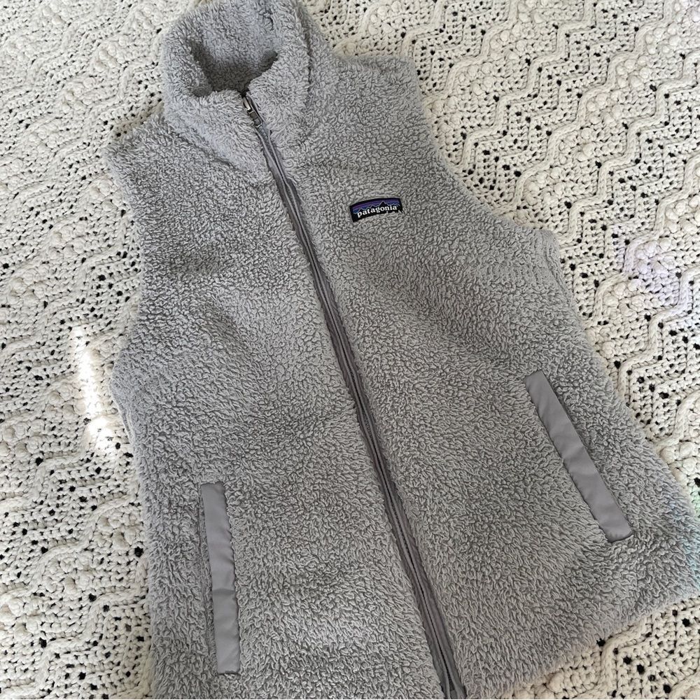 Patagonia Light Gray Sherpa Fleece Vest
